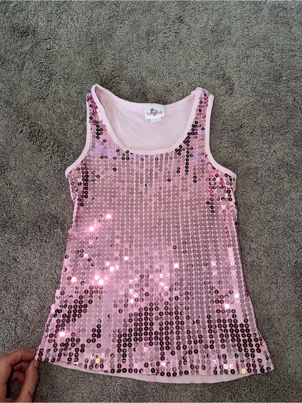 Girls' y2k Pink Sequin Tank Top - Sparkle